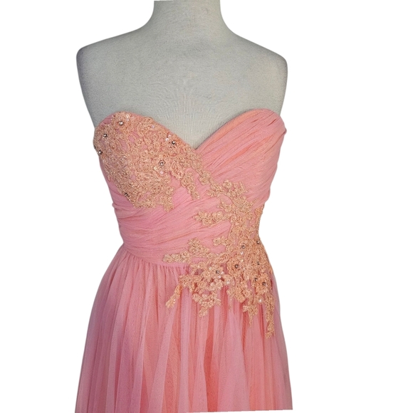 Sherri Hill Pink Tulle Princess Prom Formal Dress - Picture 3 of 10